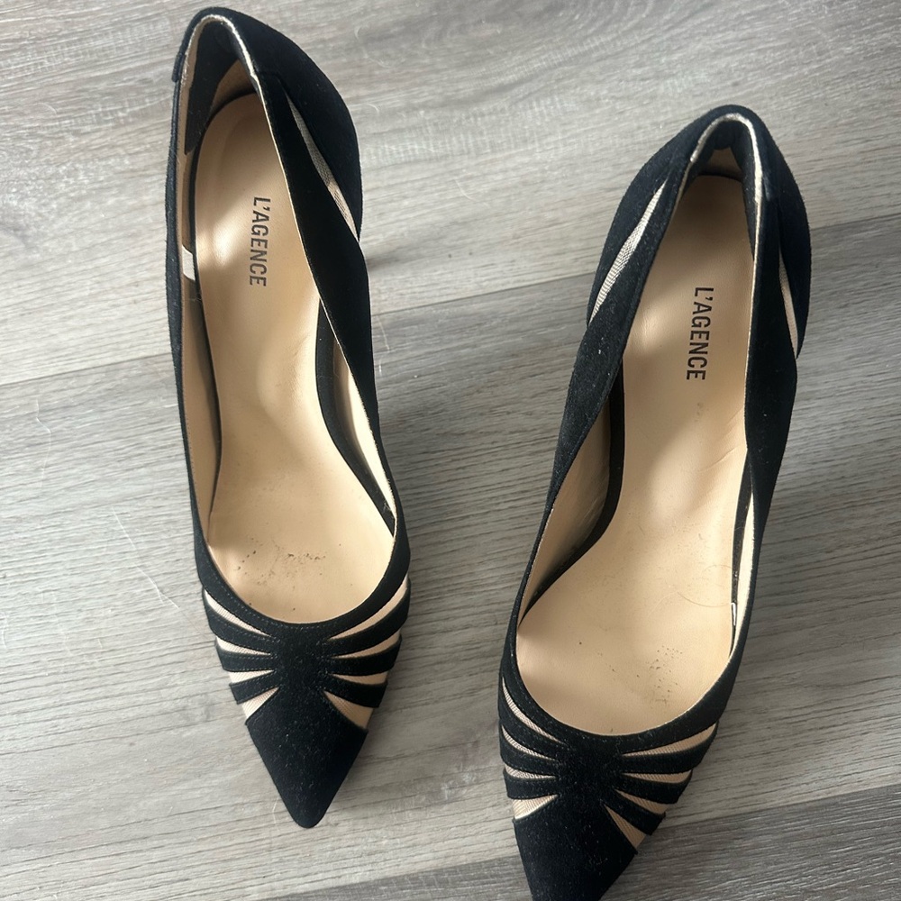 L'AGENCE Black Heels with Elegant Cutout Design